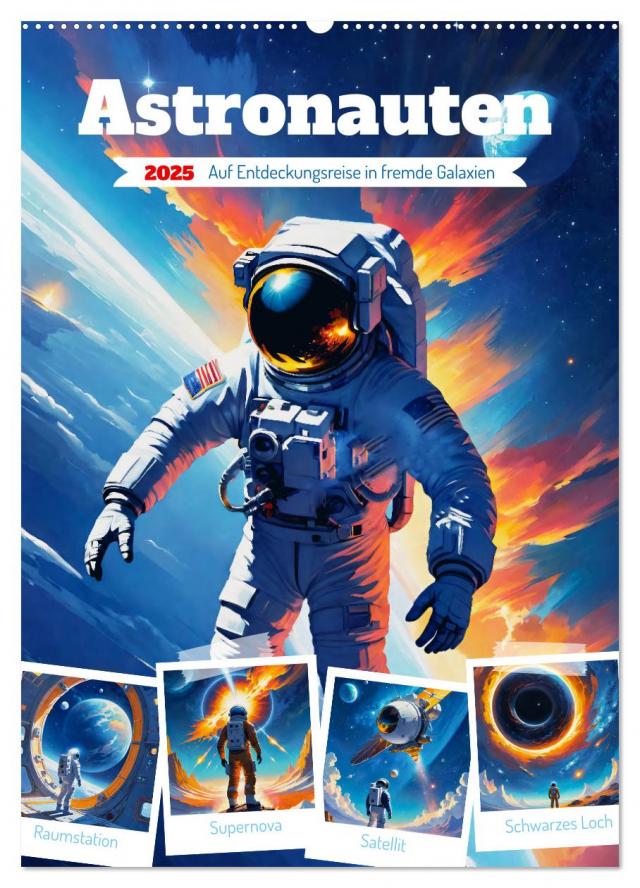 Astronauten. Auf Entdeckungsreise in fremde Galaxien (Wandkalender 2025 DIN A2 hoch), CALVENDO Monatskalender