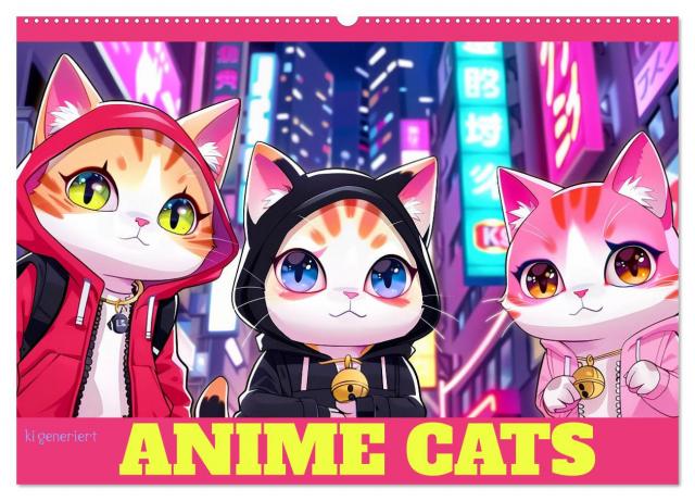 Anime Cats (Wandkalender 2025 DIN A2 quer), CALVENDO Monatskalender