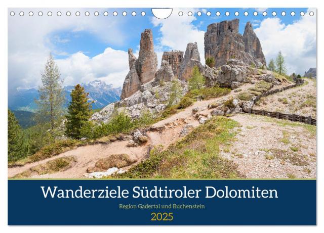 Wanderziele Südtiroler Dolomiten - Region Gadertal und Buchenstein (Wandkalender 2025 DIN A4 quer), CALVENDO Monatskalender