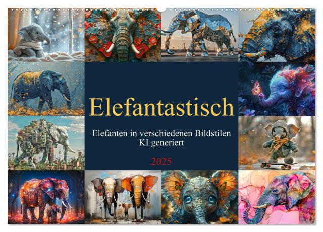 Elefantastisch (Wandkalender 2025 DIN A2 quer), CALVENDO Monatskalender
