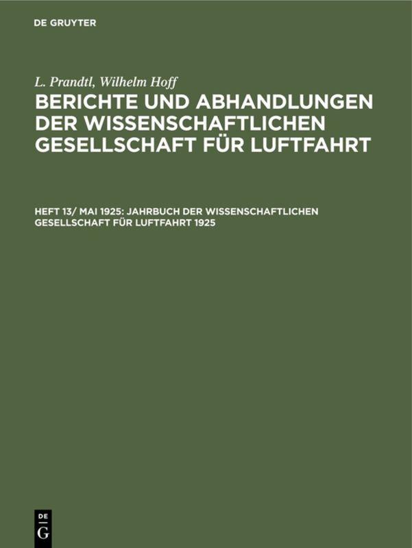 Jahrbuch der Wissenschaftlichen Gesellschaft für Luftfahrt 1925