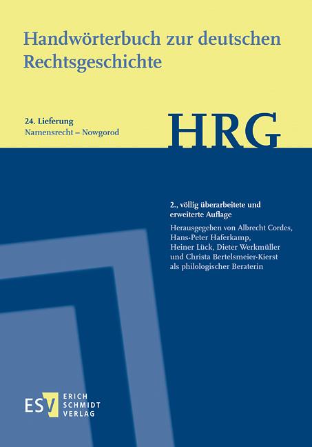 Handwörterbuch zur deutschen Rechtsgeschichte (HRG) – Lieferungsbezug – Lieferung 24: Namensrecht–Nowgorod