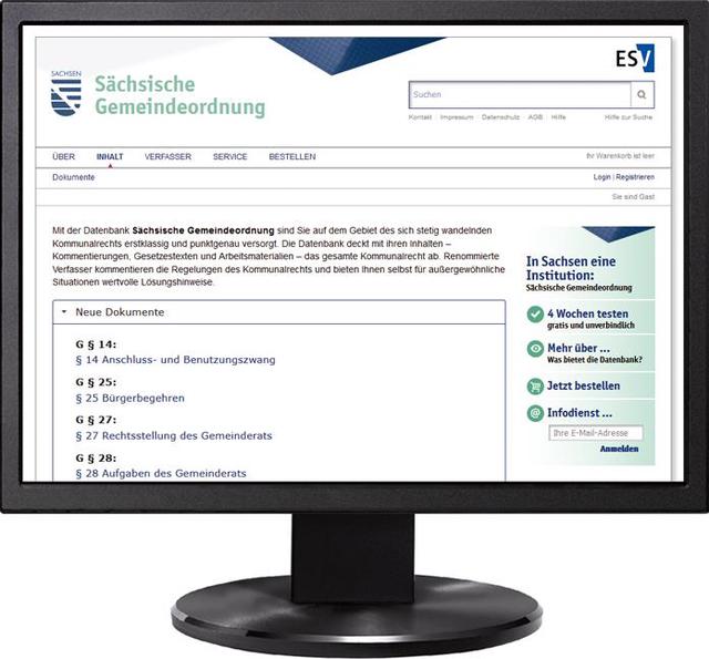 Sächsische Gemeindeordnung - Jahresabonnement bei Kombibezug Print und Datenbank