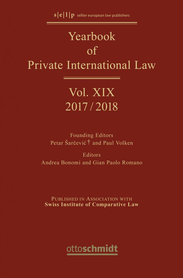 Yearbook of Private International Law Vol. XIX – 2017/2018