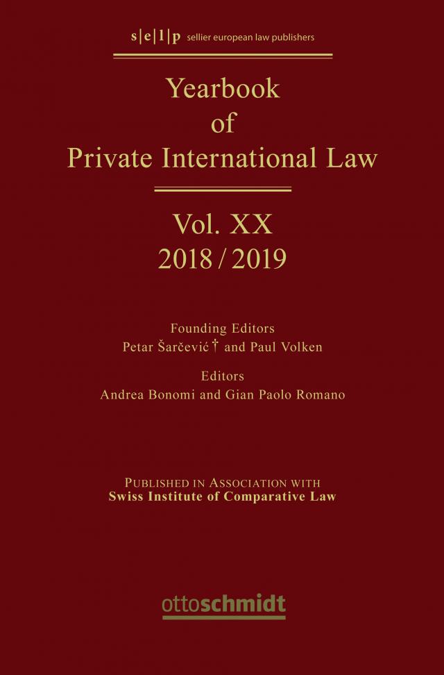 Yearbook of Private International Law Vol. XX – 2018/2019