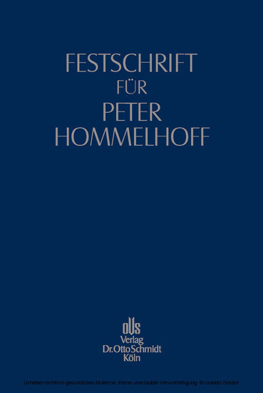 Festschrift für Peter Hommelhoff