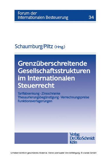 Grenzüberschreitende Gesellschaftsstrukturen im Internationalen Steuerrecht