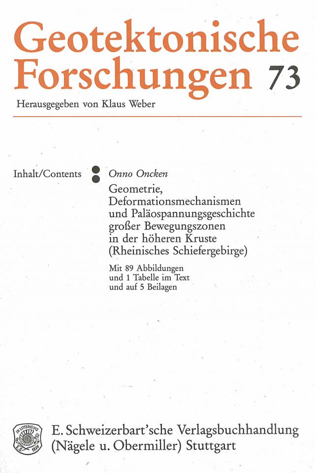 Geometrie, Deformationsmechanismen und Paläospannungsgeschichte grosser Bewegungszonen in der höheren Kruste (Rheinisches Schiefergebirge)