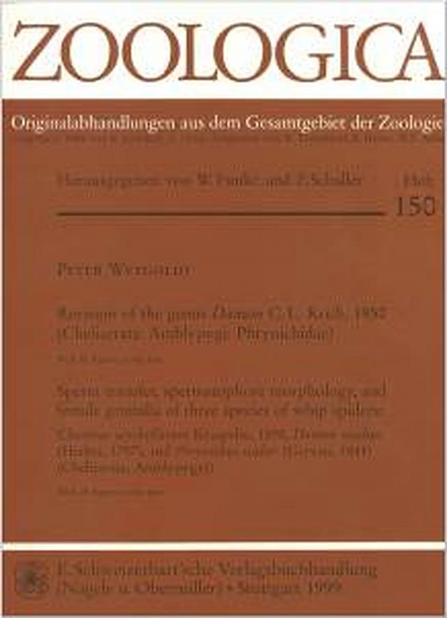 Revision of the genus Damon C.L. Koch, 1850 (Chelicerata: Amblypygi: Phrynichidae).- Sperm transfer, spermatophore morphology, and female genitalia of three species of whip spiders: Charinus seychellarum