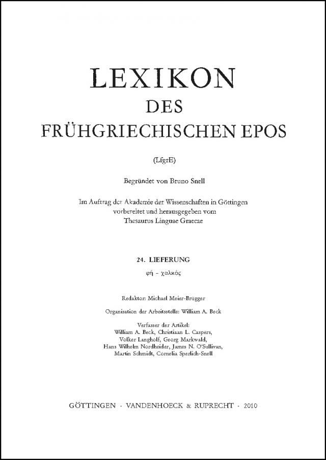 Lexikon des frühgriechischen Epos Lfg. 24