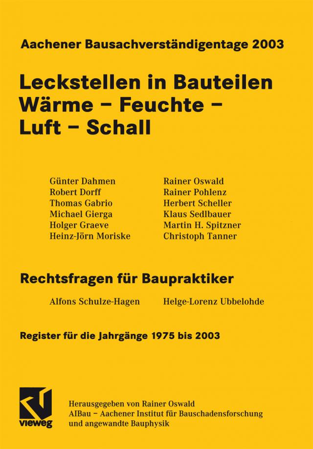 Aachener Bausachverständigentage 2003