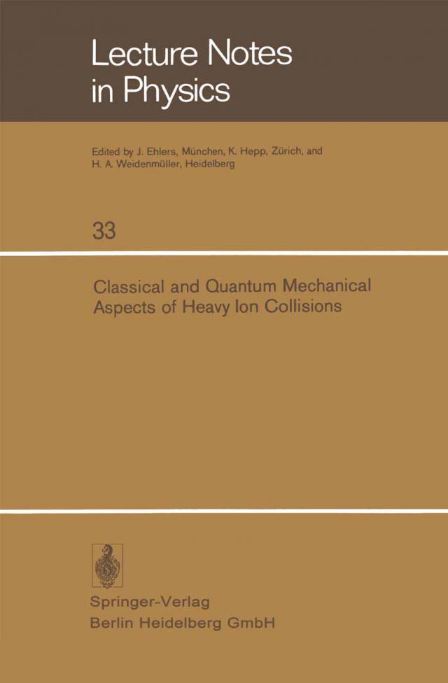 Classical and Quantum Mechanical Aspects of Heavy Ion Collisions