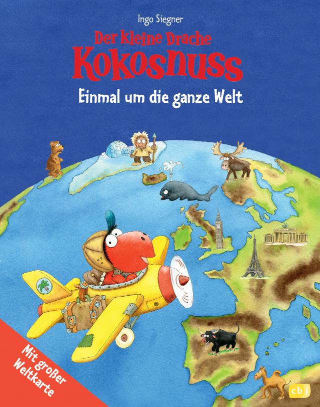 Der kleine Drache Kokosnuss - Einmal um die ganze Welt Kinderatlas mit großer Weltkarte