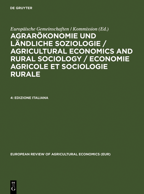 Agrarökonomie und ländliche Soziologie / Agricultural economics and... / Edizione Italiana