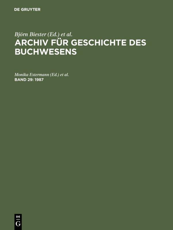 Archiv für Geschichte des Buchwesens / 1987