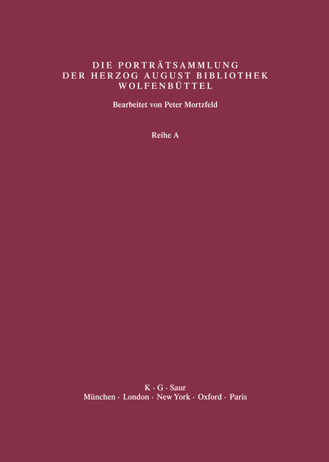 Katalog der Graphischen Porträts in der Herzog August Bibliothek... / Supplement 1: Abbildungen