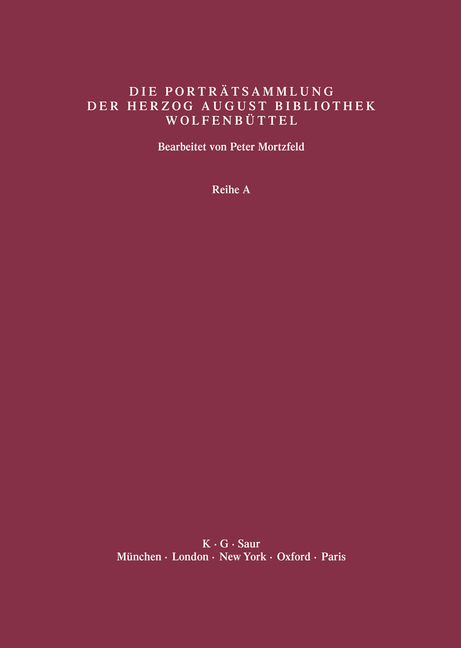 Katalog der Graphischen Porträts in der Herzog August Bibliothek... / Supplement 3: Abbildungen