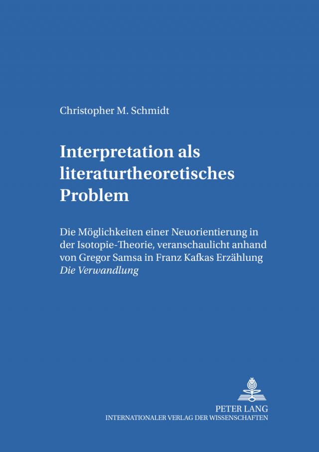 Interpretation als literaturtheoretisches Problem
