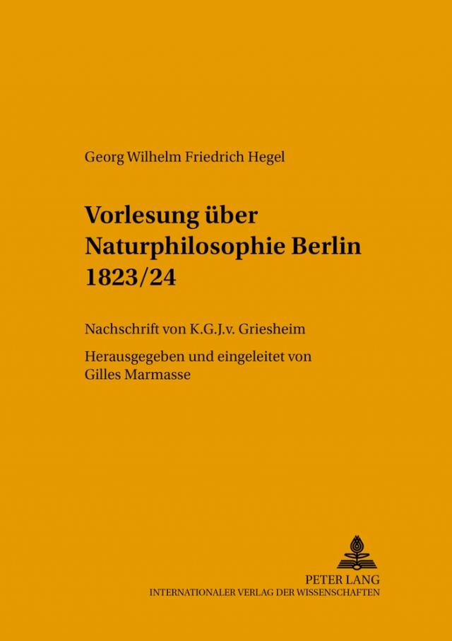 Vorlesung über Naturphilosophie Berlin 1823/24