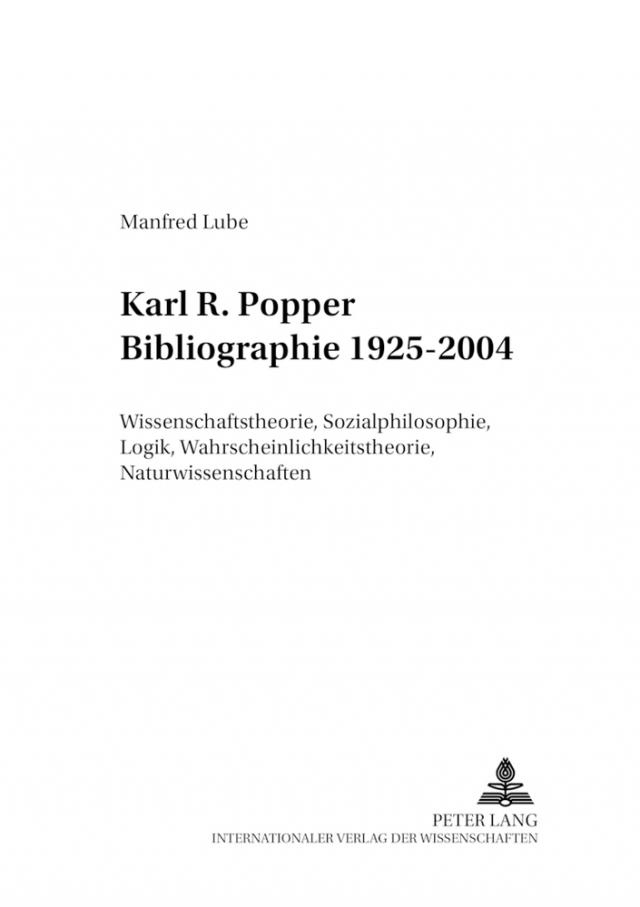Karl R. Popper Bibliographie 1925-2004