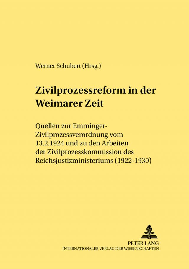 Zivilprozessreform in der Weimarer Zeit