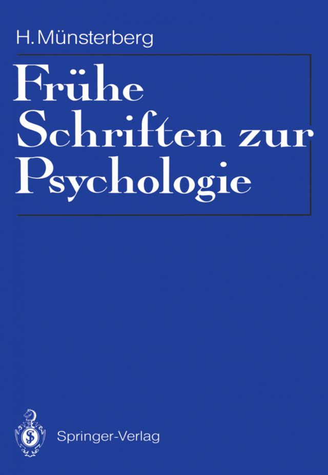 Frühe Schriften zur Psychologie