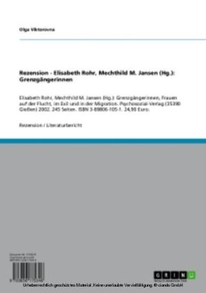 Rezension - Elisabeth Rohr, Mechthild M. Jansen (Hg.): Grenzgängerinnen