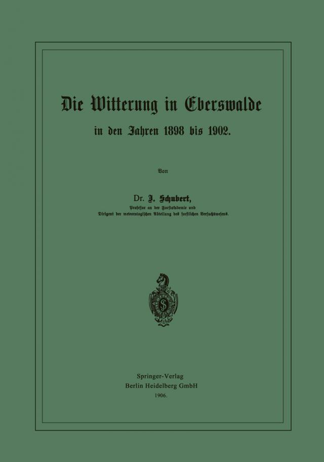 Die Witterung in Eberswalde in den Jahren 1898 bis 1902
