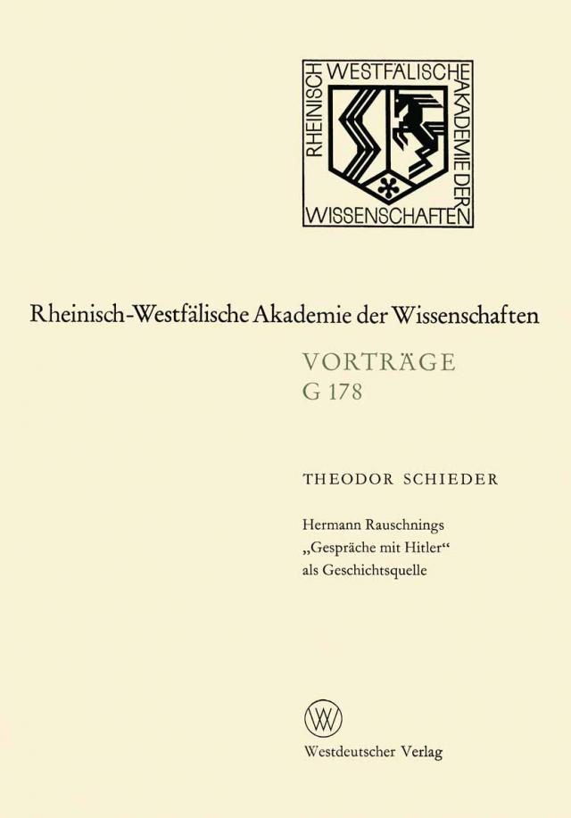 Hermann Rauschnings „Gespräche mit Hitler“ als Geschichtsquelle