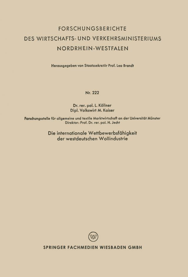 Die internationale Wettbewerbsfähigkeit der westdeutschen Wollindustrie
