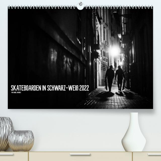 Skateboarden in Schwarz-Weiß (Premium, hochwertiger DIN A2 Wandkalender 2022, Kunstdruck in Hochglanz)