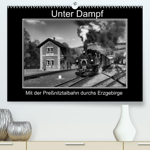 Unter Dampf - Mit der Preßnitztalbahn durchs Erzgebirge (Premium, hochwertiger DIN A2 Wandkalender 2022, Kunstdruck in Hochglanz)