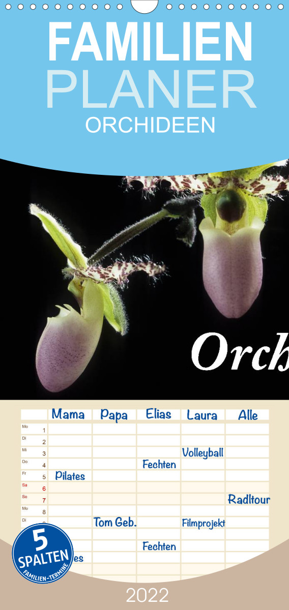 Familienplaner Orchideen 2022 (Wandkalender 2022 , 21 cm x 45 cm, hoch)