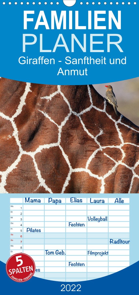 Familienplaner Giraffen - Sanftheit und Anmut (Wandkalender 2022 , 21 cm x 45 cm, hoch)