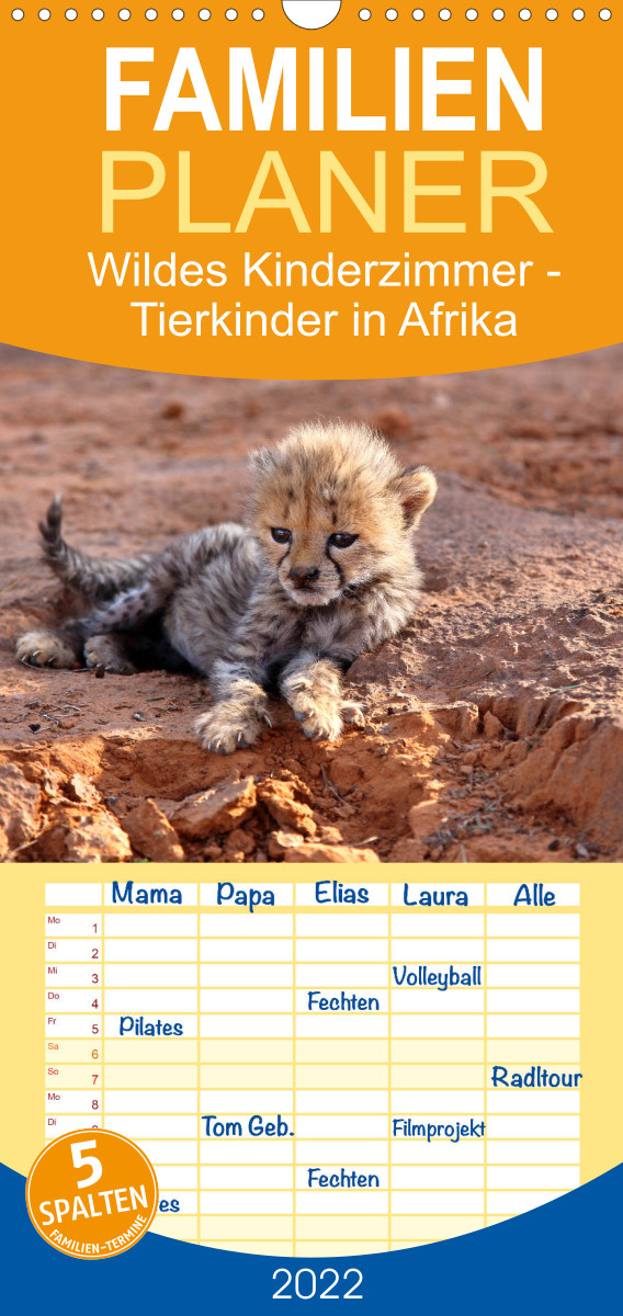 Familienplaner Wildes Kinderzimmer - Tierkinder in Afrika (Wandkalender 2022 , 21 cm x 45 cm, hoch)