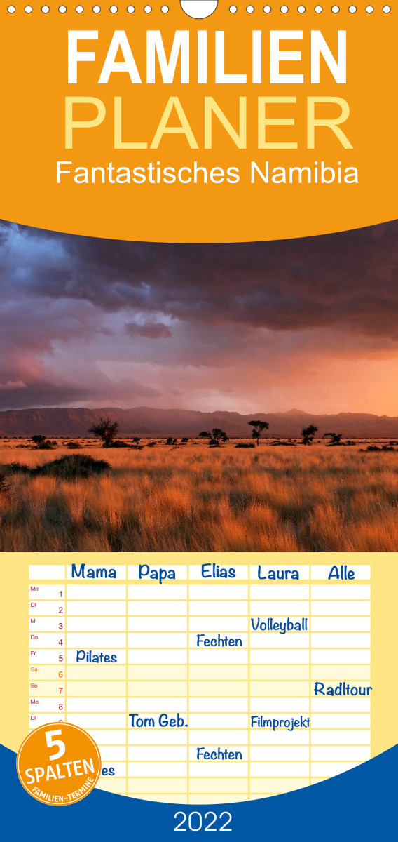Familienplaner Fantastisches Namibia (Wandkalender 2022 , 21 cm x 45 cm, hoch)