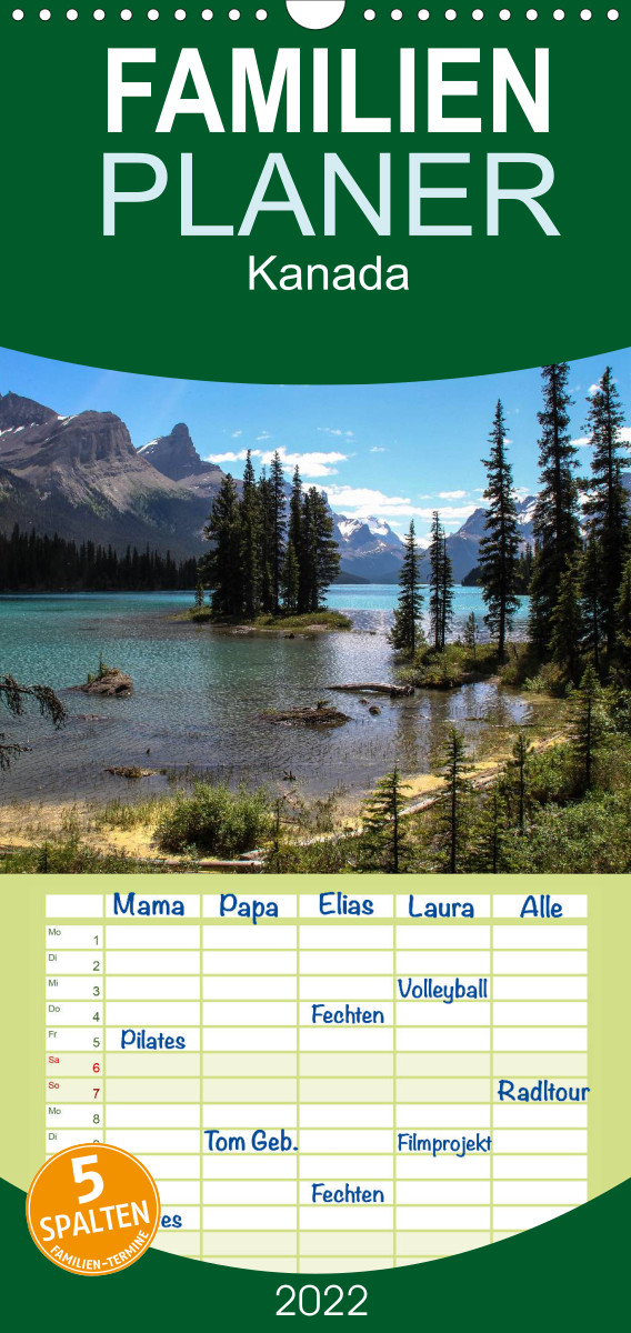 Familienplaner Kanada (Wandkalender 2022 , 21 cm x 45 cm, hoch)