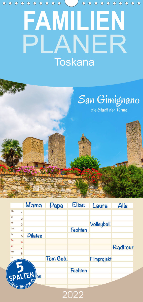 Familienplaner San Gimignano, die Stadt der Türme (Wandkalender 2022 , 21 cm x 45 cm, hoch)