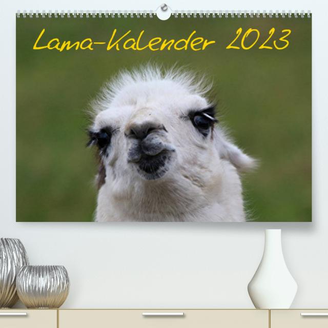 Lama-Kalender 2023 (Premium, hochwertiger DIN A2 Wandkalender 2023, Kunstdruck in Hochglanz)