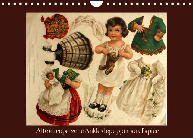 Alte europäische Ankleidepuppen aus Papier (Wandkalender 2023 DIN A4 quer)