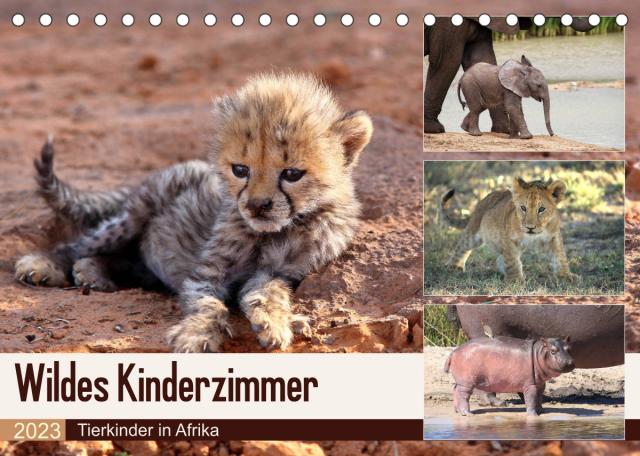 Wildes Kinderzimmer - Tierkinder in Afrika (Tischkalender 2023 DIN A5 quer)