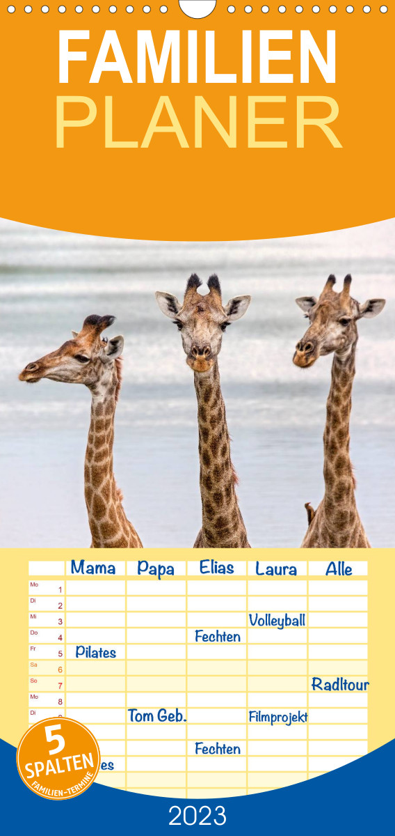 Familienplaner Afrikas Tierwelt: Giraffen (Wandkalender 2023 , 21 cm x 45 cm, hoch)