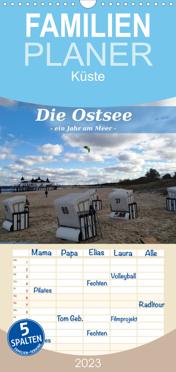 Familienplaner Die Ostsee - Ein Jahr am Meer (Wandkalender 2023 , 21 cm x 45 cm, hoch)