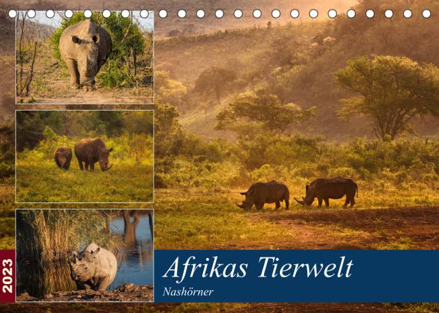 Afrikas Tierwelt: Nashörner (Tischkalender 2023 DIN A5 quer)