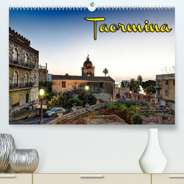 Taormina zur blauen Stunde (Premium, hochwertiger DIN A2 Wandkalender 2023, Kunstdruck in Hochglanz)