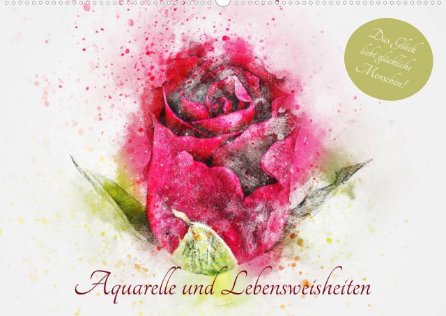 Aquarelle und Lebensweisheiten (Wandkalender 2023 DIN A2 quer)
