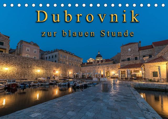 Dubrovnik zur blauen Stunde (Tischkalender 2023 DIN A5 quer)
