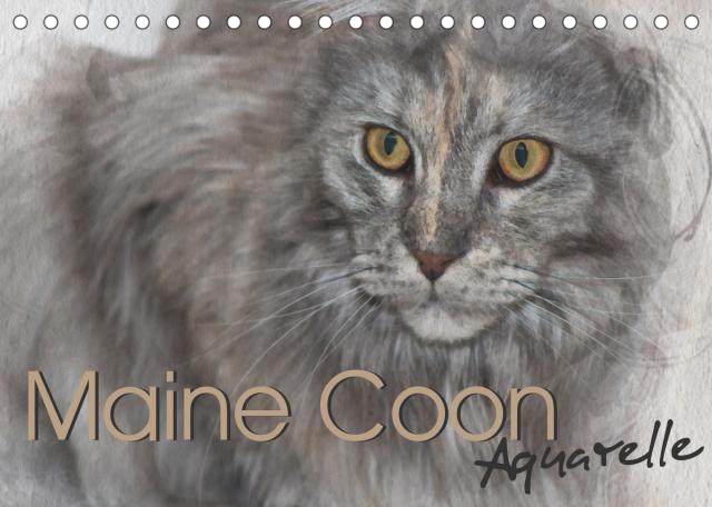 Maine Coon Aquarelle (Tischkalender 2023 DIN A5 quer)