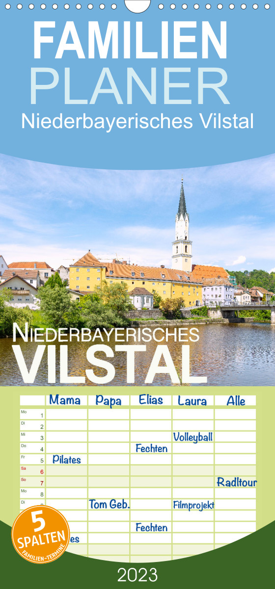 Familienplaner Niederbayerisches Vilstal (Wandkalender 2023 , 21 cm x 45 cm, hoch)