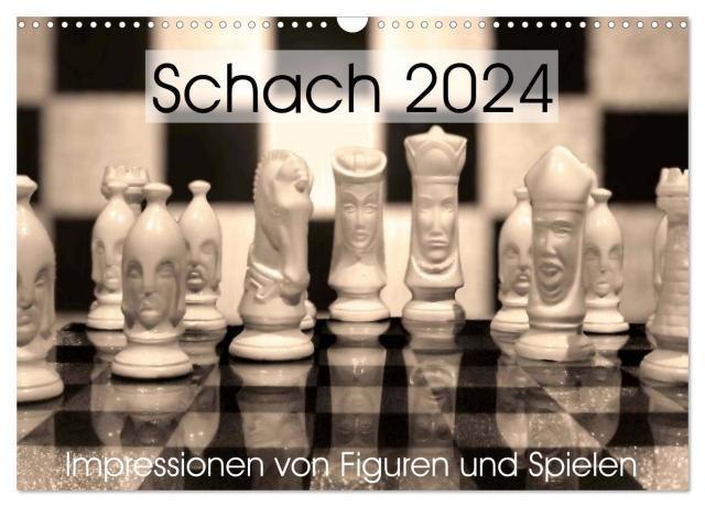 Schach 2024. Impressionen von Figuren und Spielen (Wandkalender 2024 DIN A3 quer), CALVENDO Monatskalender